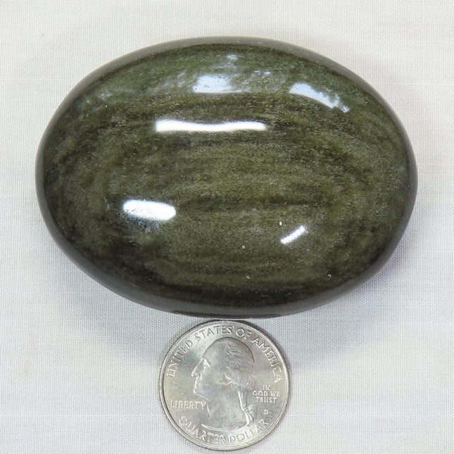 Polished Gold Sheen Obsidian Palm Stone from Mexico