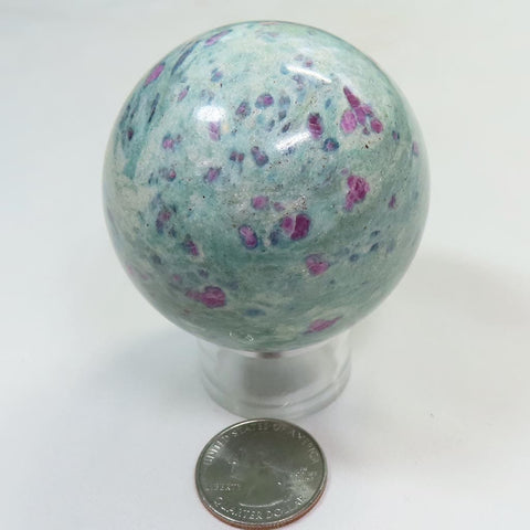 Polished Ruby in Fuchsite with Kyanite Sphere Ball from India