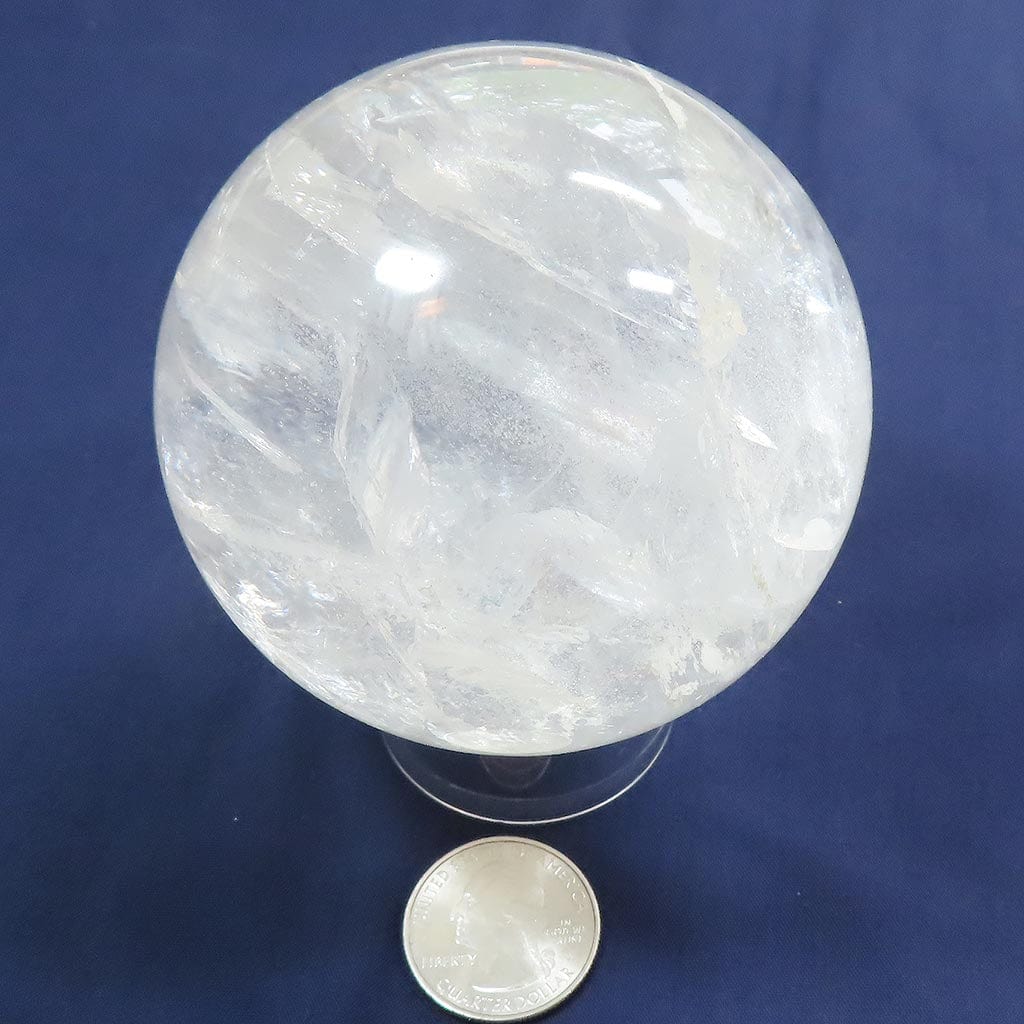 Polished Quartz Crystal Sphere Ball with Rainbows from Brazil