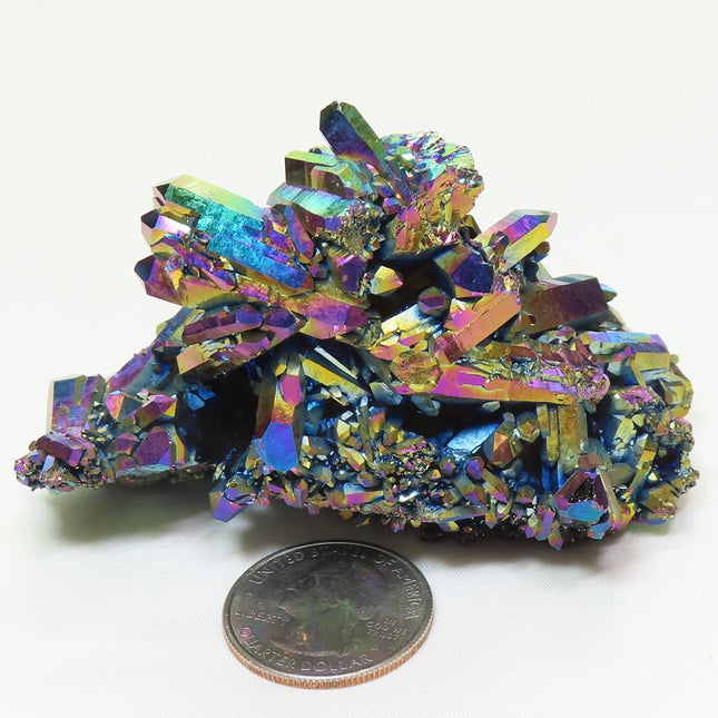 Rainbow or Flame Aura Quartz Crystal Cluster from Arkansas