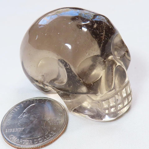 Carved Smoky Quartz Crystal Skull from Brazil