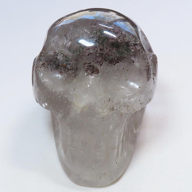 Carved Lodolite Quartz Crystal Skull from Brazil