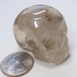 Carved Smoky Quartz Crystal Skull with Included Rock & Iron Oxide