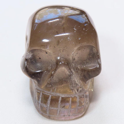 Carved Smoky Quartz Crystal Skull with Rainbows from Brazil