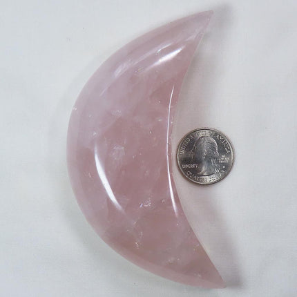 Larger Polished Rose Quartz Crescent Moon from Madagascar