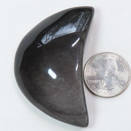 Polished Silver Sheen Obsidian Crescent Moon from Mexico