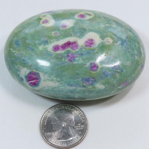 Polished Ruby and Green Fuchsite Palm Stone from India