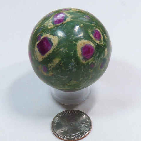 Polished Ruby and Green Fuchsite with Kyanite Sphere Ball from India