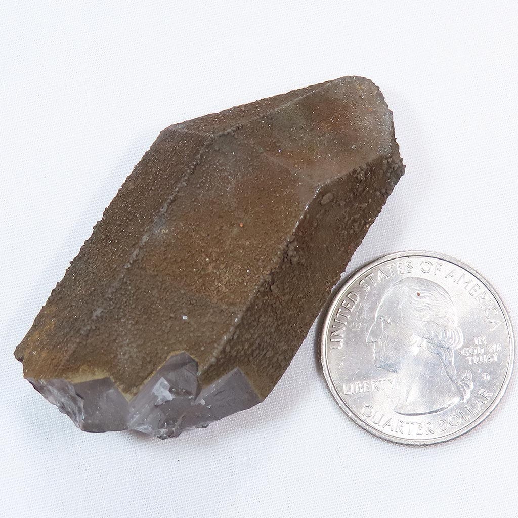Arkansas Uncleaned Quartz Crystal Point with a Black Goethite Coating