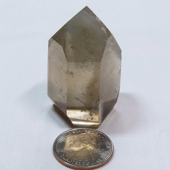 Polished Smoky Quartz Crystal Phantom Point from Brazil with Rutile