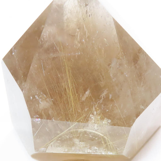 Polished Smoky Quartz Crystal Rutile Included Point from Brazil
