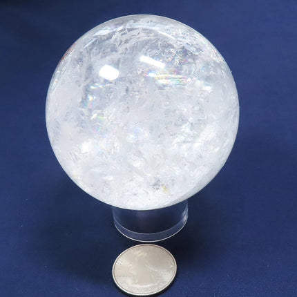 Polished Quartz Crystal Sphere Ball from Brazil with Rainbows