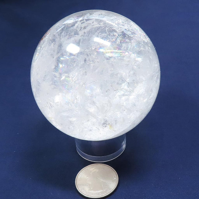 Polished Quartz Crystal Sphere Ball from Brazil with Rainbows