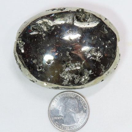 Polished Pyrite Palm Stone from Peru