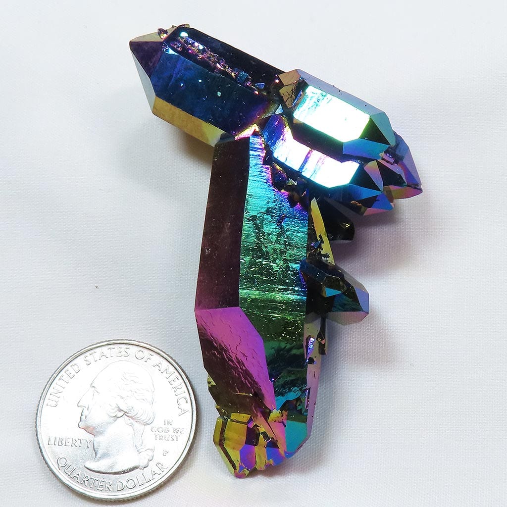 Rainbow or Flame Aura Quartz Crystal Burr Cluster with All DT/ET's