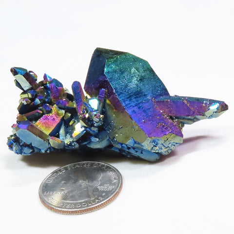 Rainbow or Flame Aura Quartz Crystal Burr Cluster with All DT/ET's