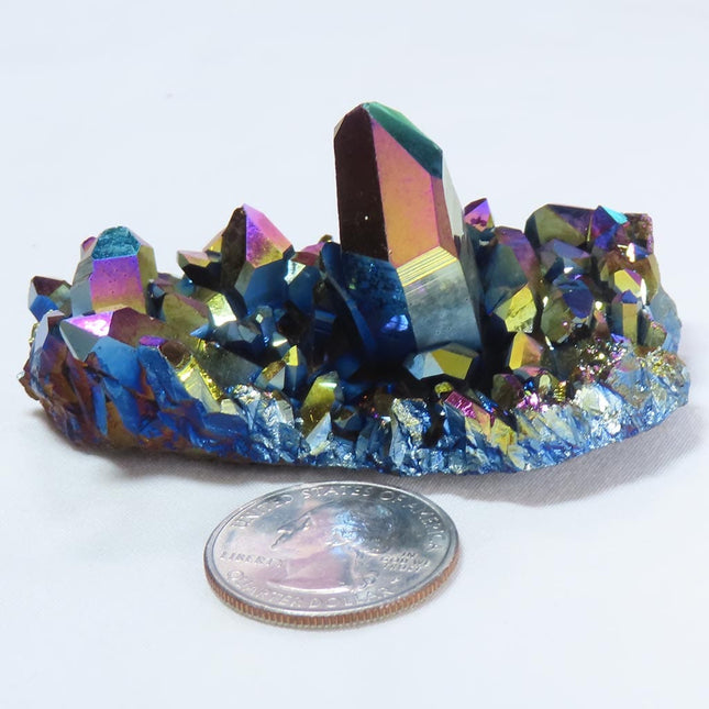 Rainbow or Flame Aura Quartz Crystal Abundance Cluster with Time-Link