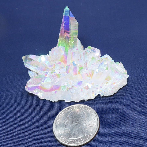 Opal or Angel Aura Quartz Crystal Cluster with Time-Link Activation