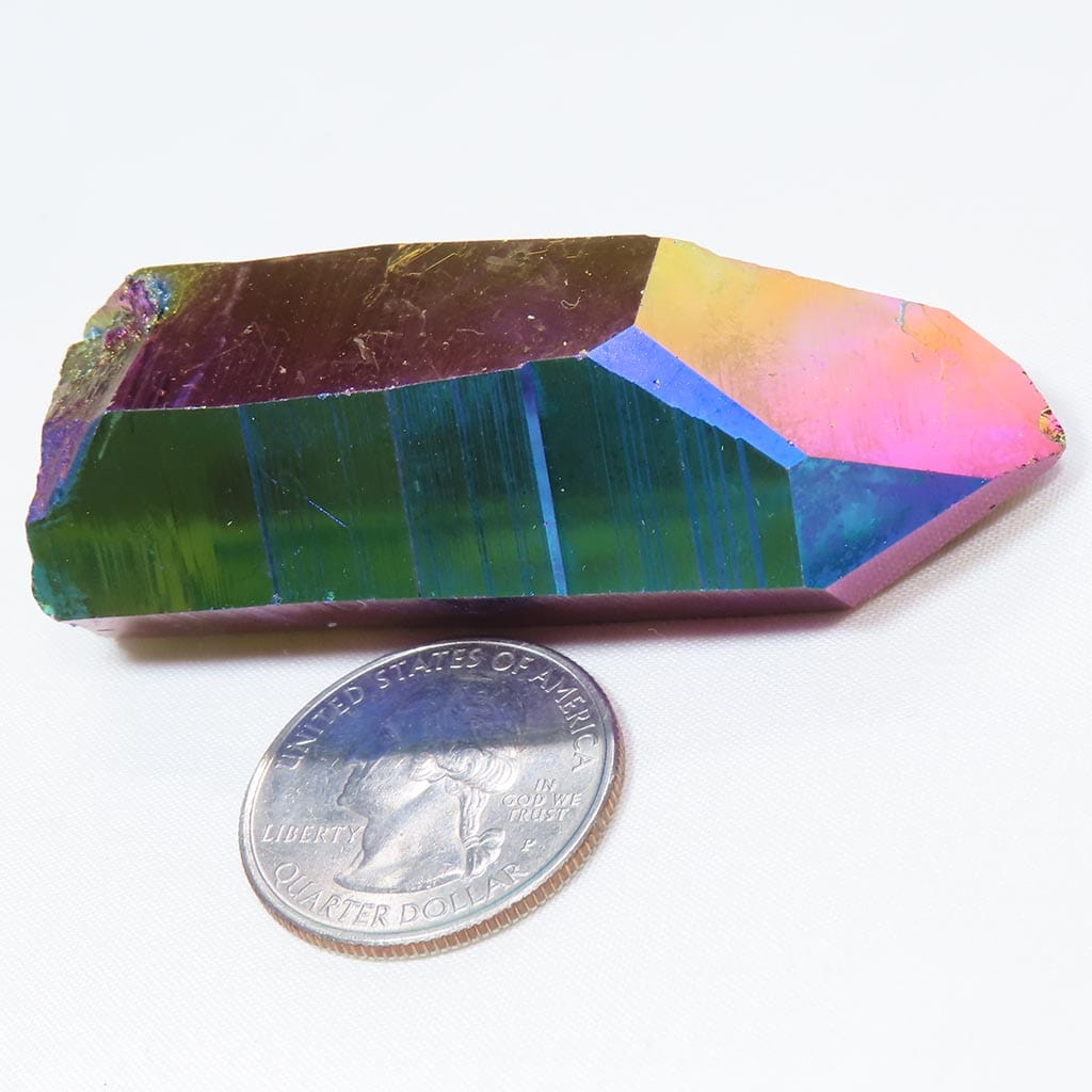 Rainbow or Flame Aura Quartz Crystal Point with Time-Link Activation
