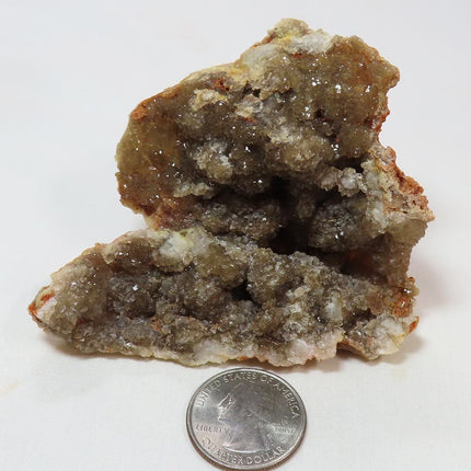 Arkansas Drusy Smoky Quartz Crystal Geode with White Opal Coating
