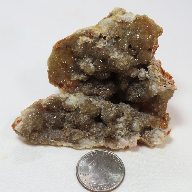 Arkansas Drusy Smoky Quartz Crystal Geode with White Opal Coating