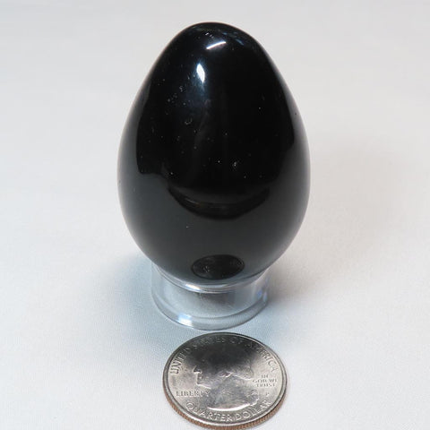 Polished Black Obsidian Egg from Mexico