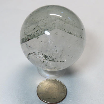 Polished Clear Quartz Phantom Sphere Ball with Rainbow from Brazil