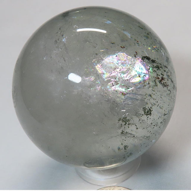 Polished Clear Quartz Phantom Sphere Ball with Rainbow from Brazil
