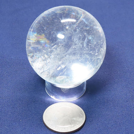 Polished Quartz Crystal Sphere Ball from Brazil with Rainbows