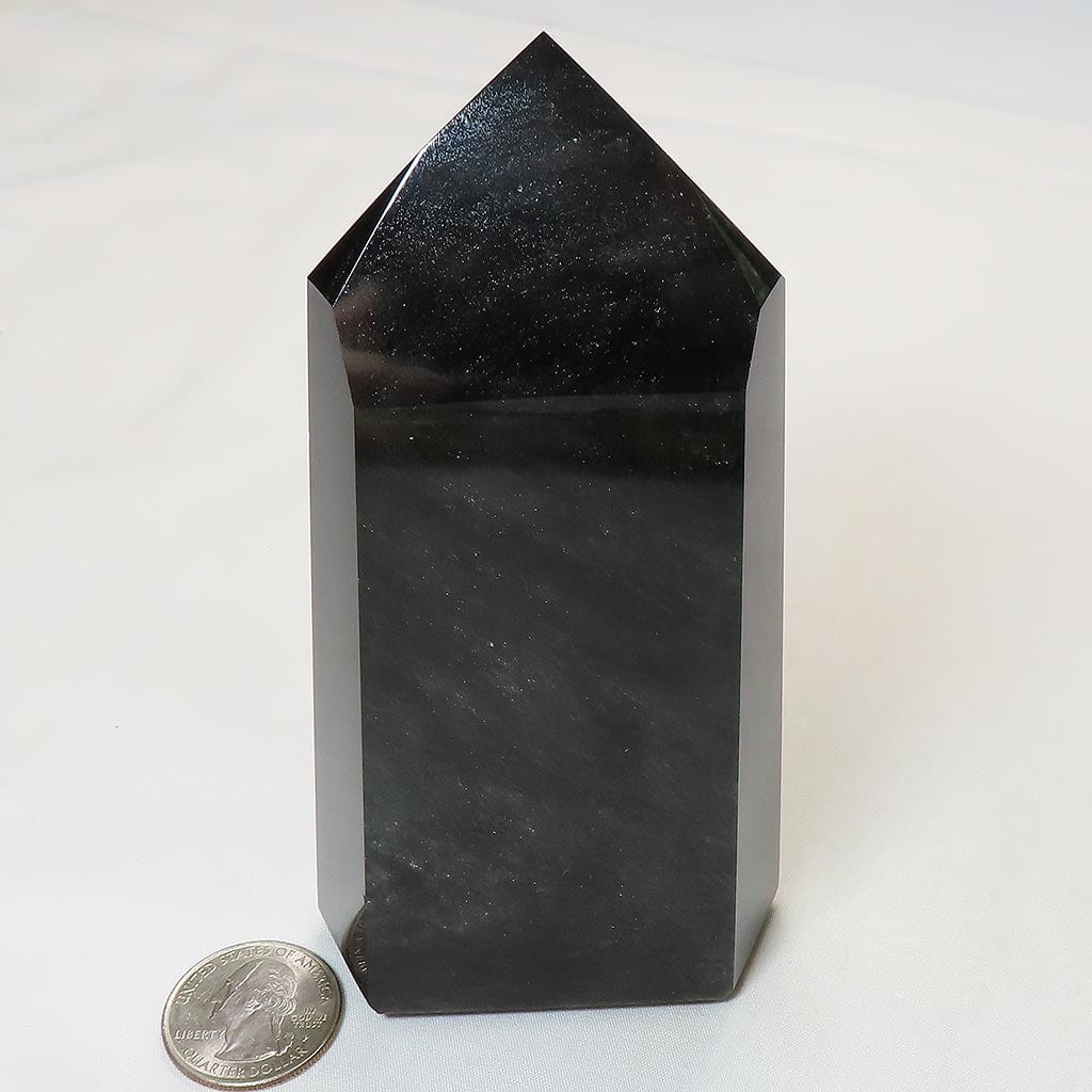 Polished Silver Sheen Obsidian Point from Mexico