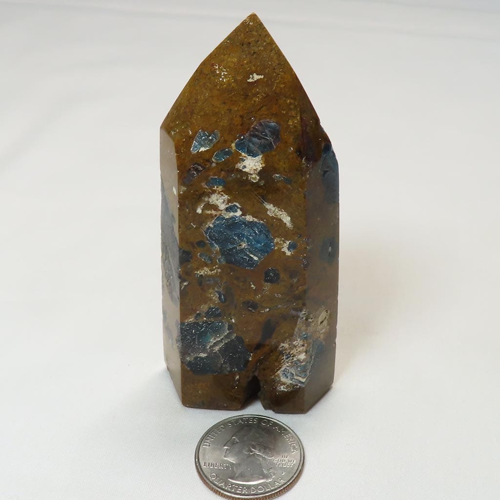 Polished Blue Apatite in Matrix Point from Brazil