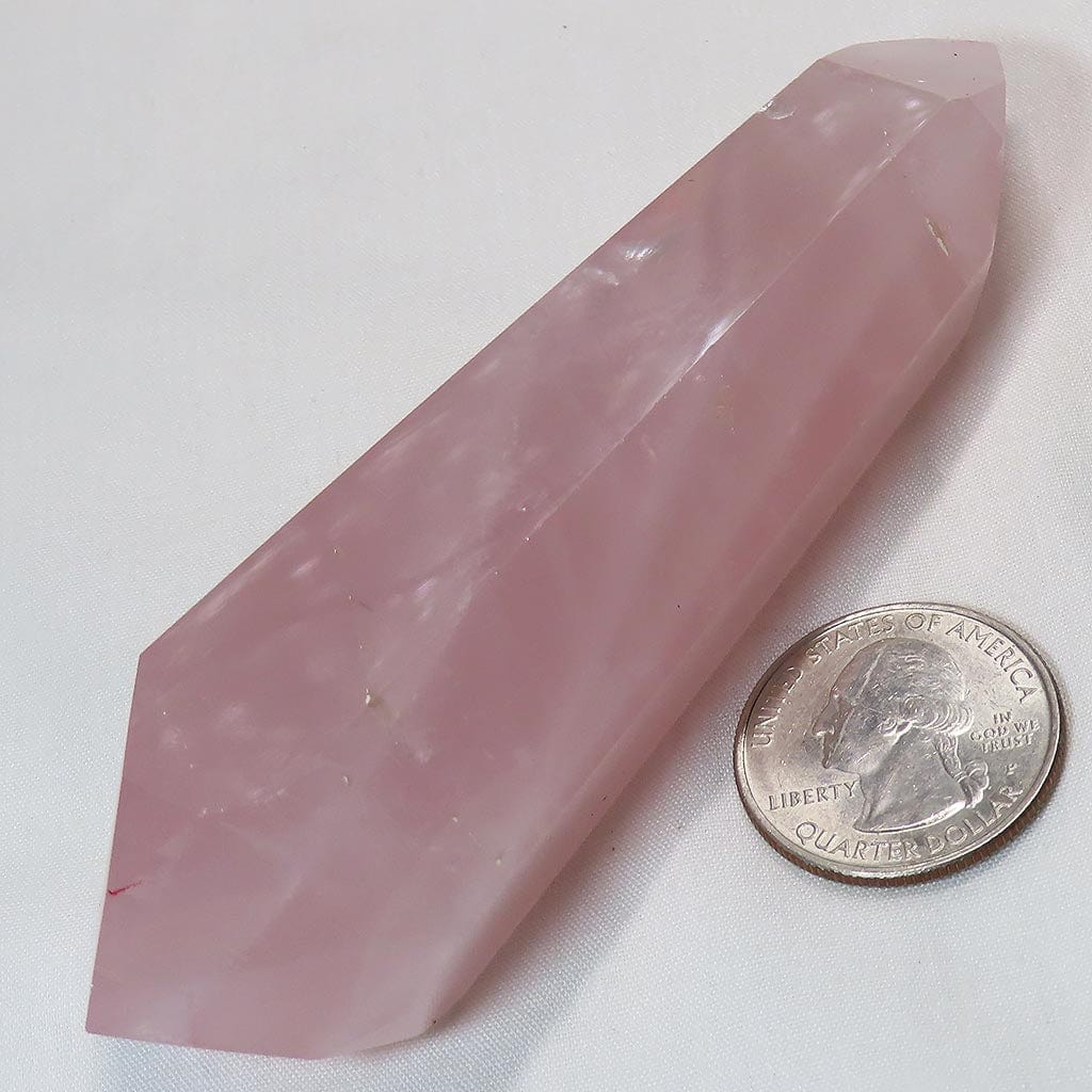 Polished Rose Quartz Crystal Double Terminated Dow Point