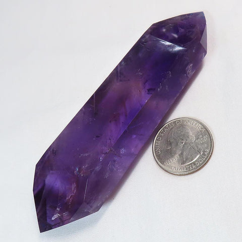 Polished Amethyst Double Terminated Tabby Point with Rainbow
