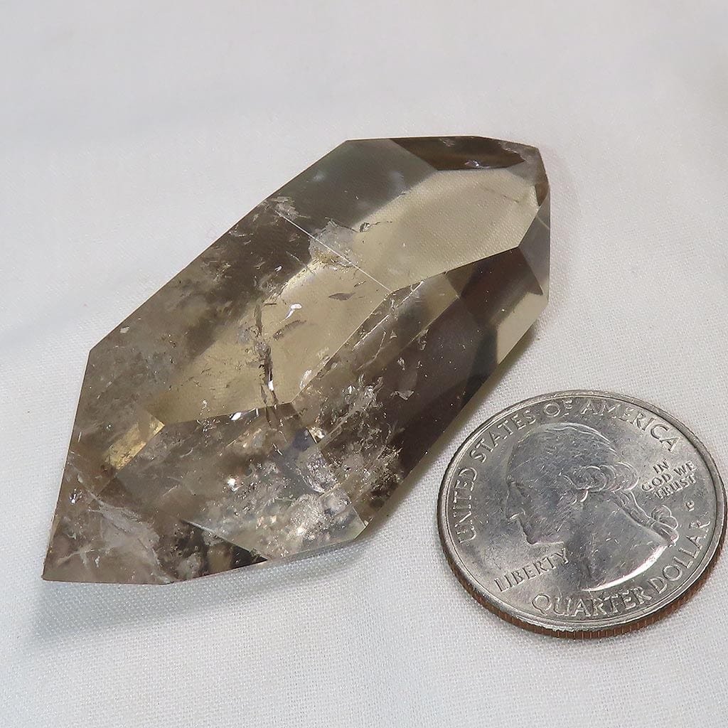 Polished Smoky Quartz Crystal Double Terminated Point from Brazil
