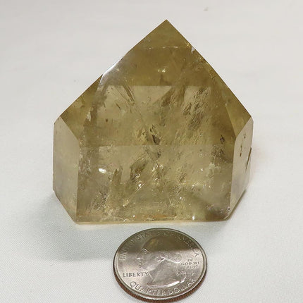 Polished Citrine Point from Brazil with Rainbows