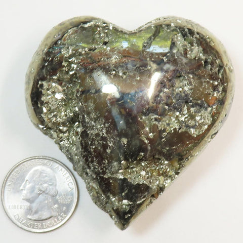 Polished Pyrite Heart from Peru