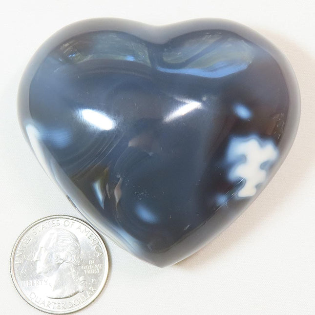 Polished Snow Blue Agate Heart from Madagascar