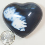 Polished Snow Blue Agate Heart from Madagascar