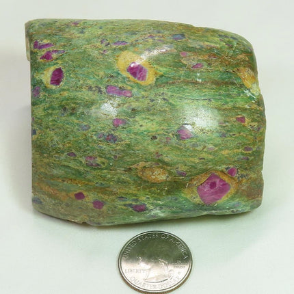 1 Side Polished Ruby and Green Fuchsite with Kyanite Slab from India