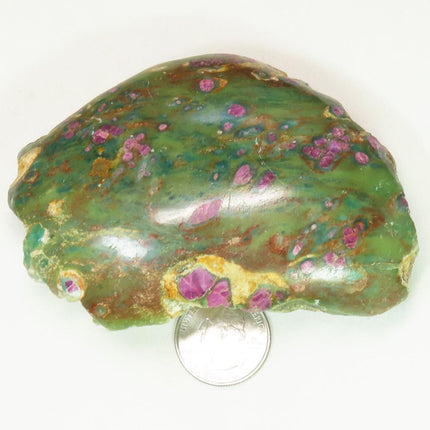 1 Side Polished Ruby and Green Fuchsite with Kyanite Slab from India