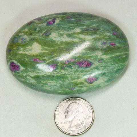 Polished Ruby and Green Fuchsite with Kyanite Palm Stone from India