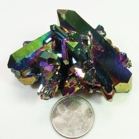 Rainbow or Flame Aura Burr Cluster w/ Double Terminated Points