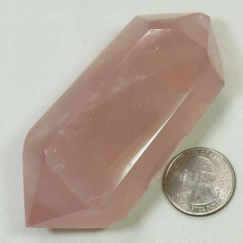 Polished Rose Quartz Crystal Double Terminated Point with Time-Links