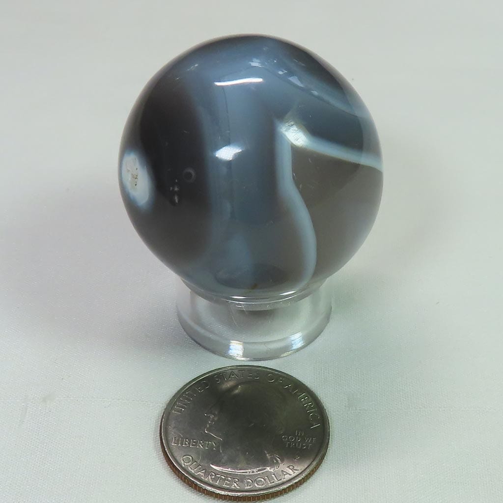Polished Snow Blue Agate Sphere Ball from Madagascar