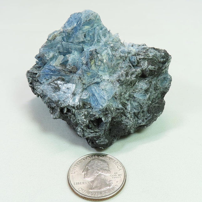 Brazilian Paraiba Blue Kyanite Cluster w/ Graphite & Black Tourmaline