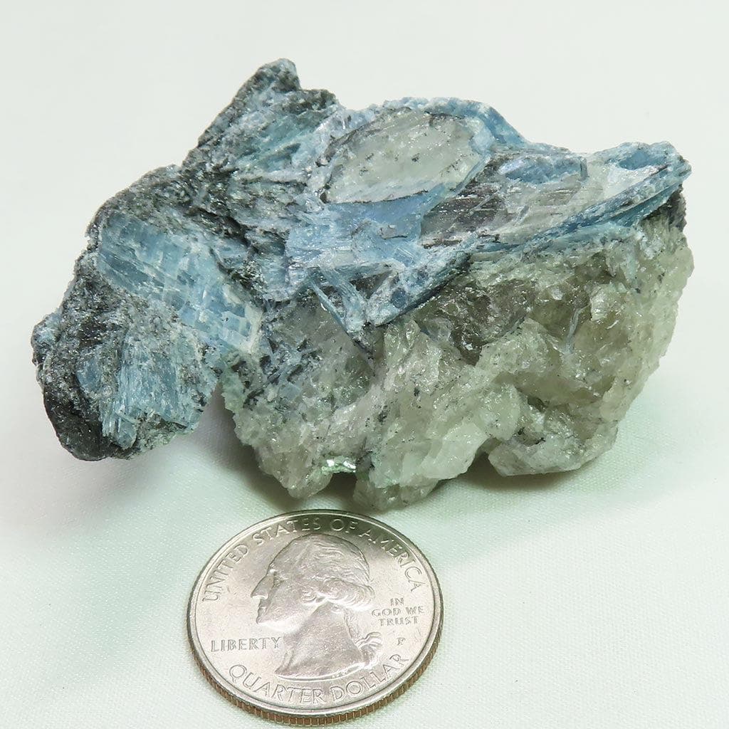 Brazilian Paraiba Blue Kyanite Cluster w/ Graphite & Black Tourmaline