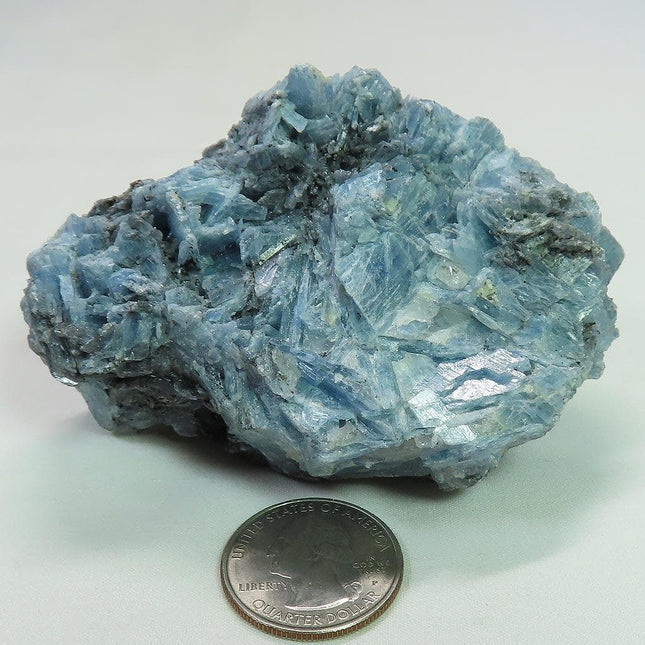 Brazilian Paraiba Blue Kyanite Cluster w/ Graphite & Black Tourmaline