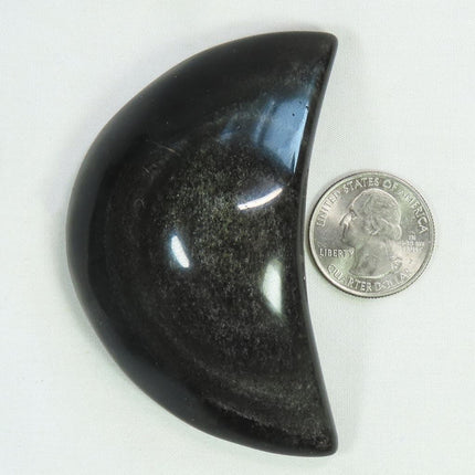 Polished Silver Sheen Obsidian Crescent Moon from Mexico