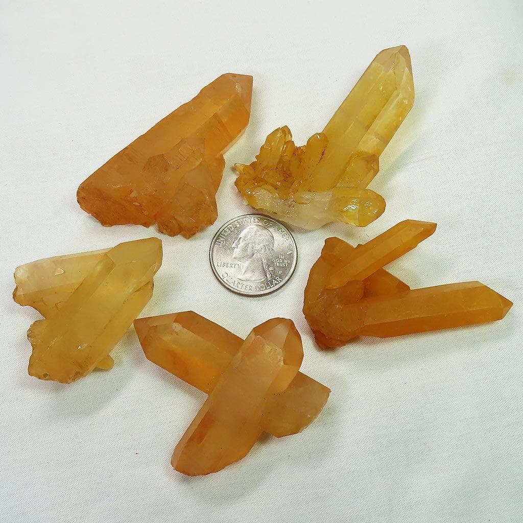 5 Tangerine Quartz Crystal Clusters from Brazil