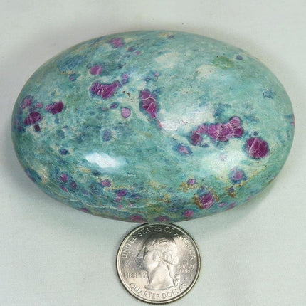 Polished Ruby and Green Fuchsite Palm Stone from India